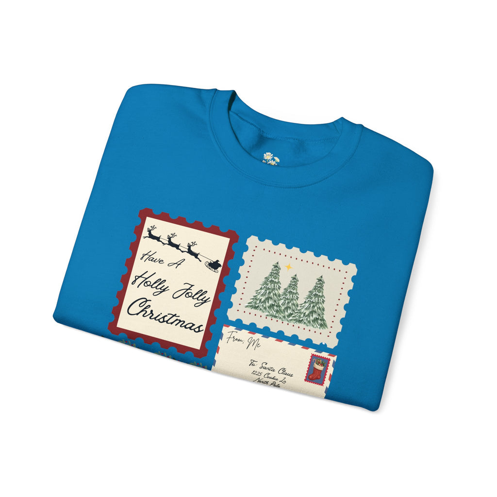 Holly Jolly Christmas Postcard Crewneck Sweatshirt
