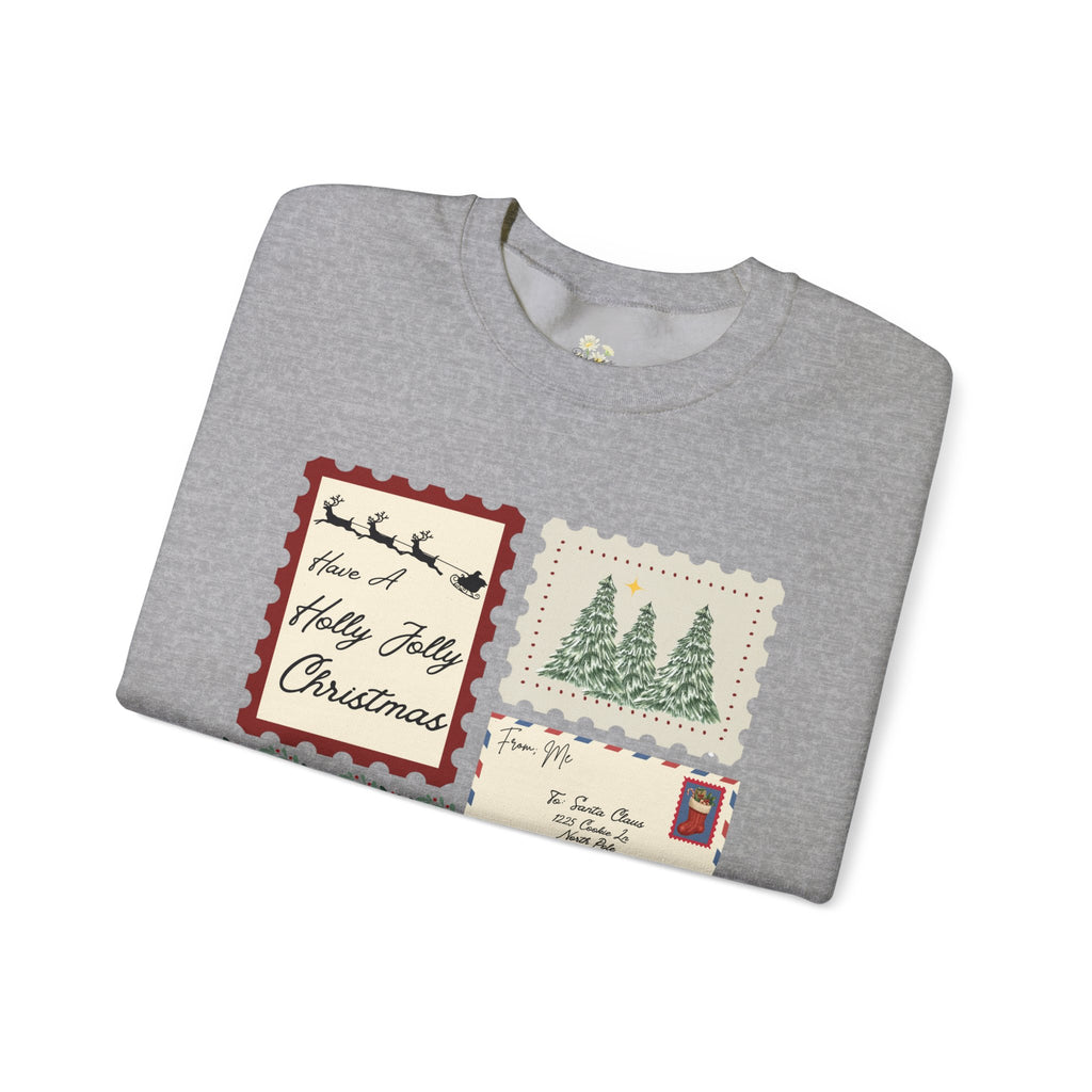 Holly Jolly Christmas Postcard Crewneck Sweatshirt