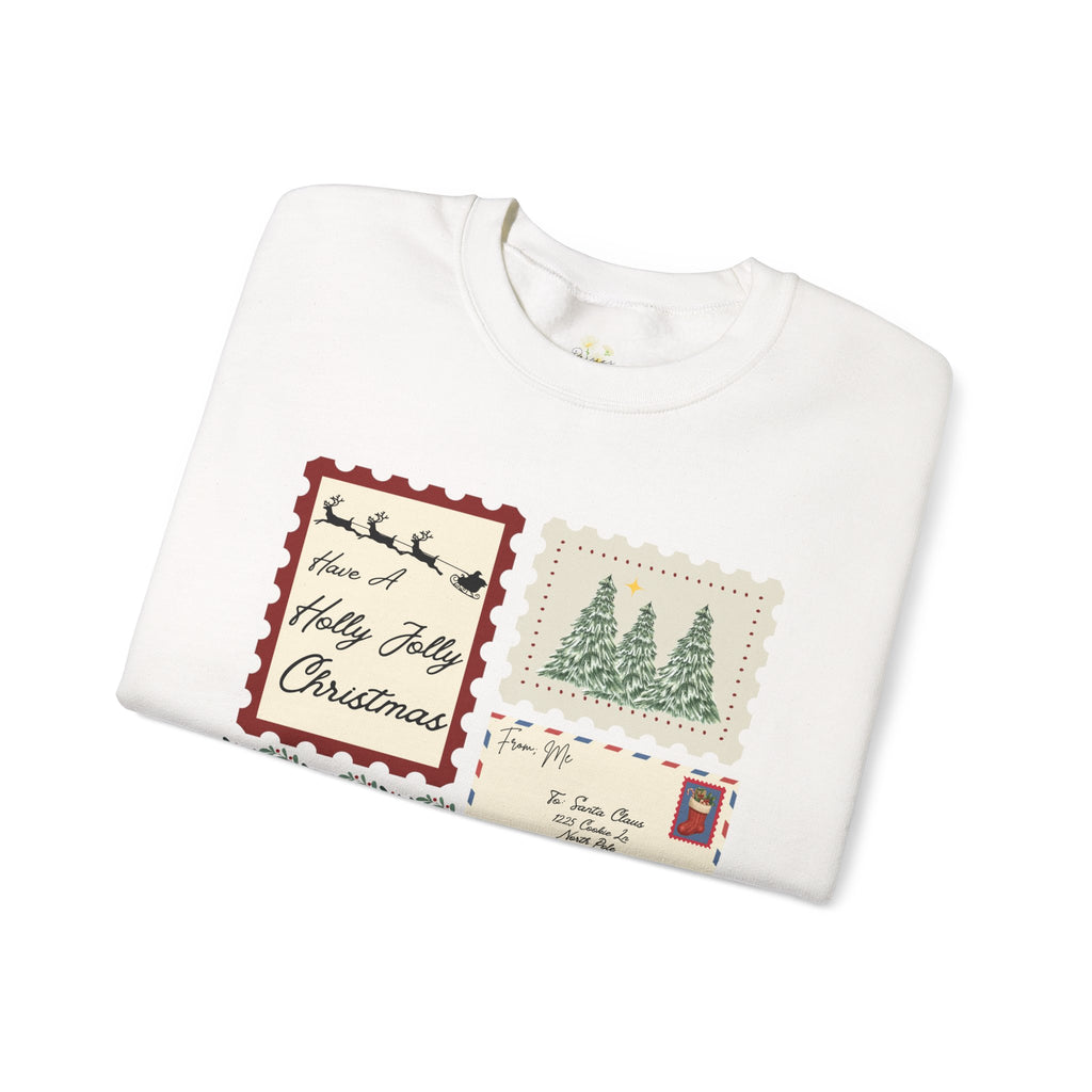 Holly Jolly Christmas Postcard Crewneck Sweatshirt