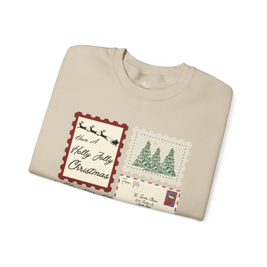Holly Jolly Christmas Postcard Crewneck Sweatshirt