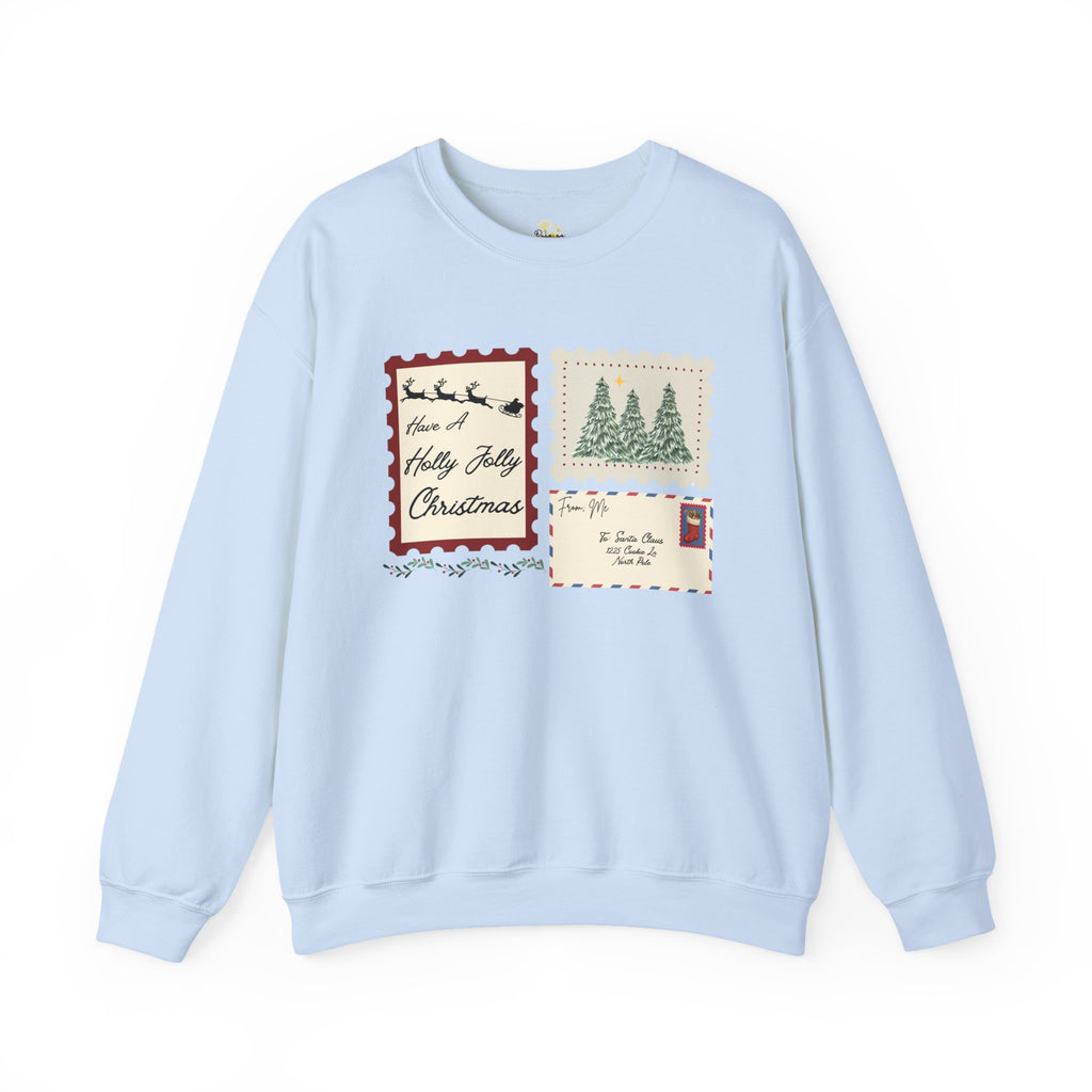 Holly Jolly Christmas Postcard Crewneck Sweatshirt