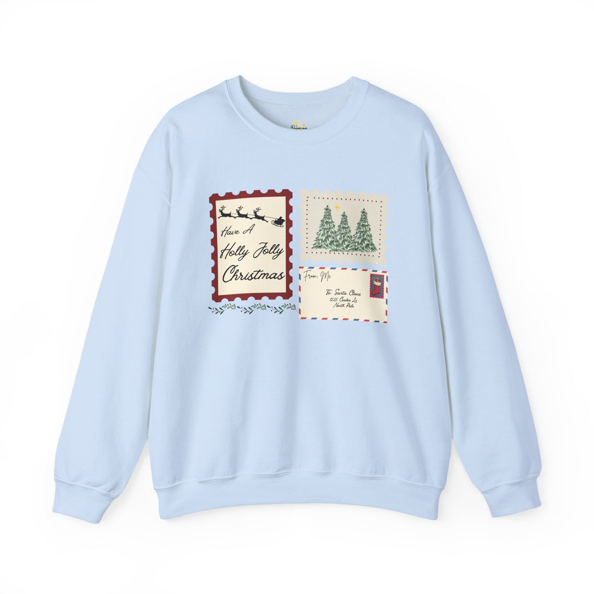 Holly Jolly Christmas Postcard Crewneck Sweatshirt