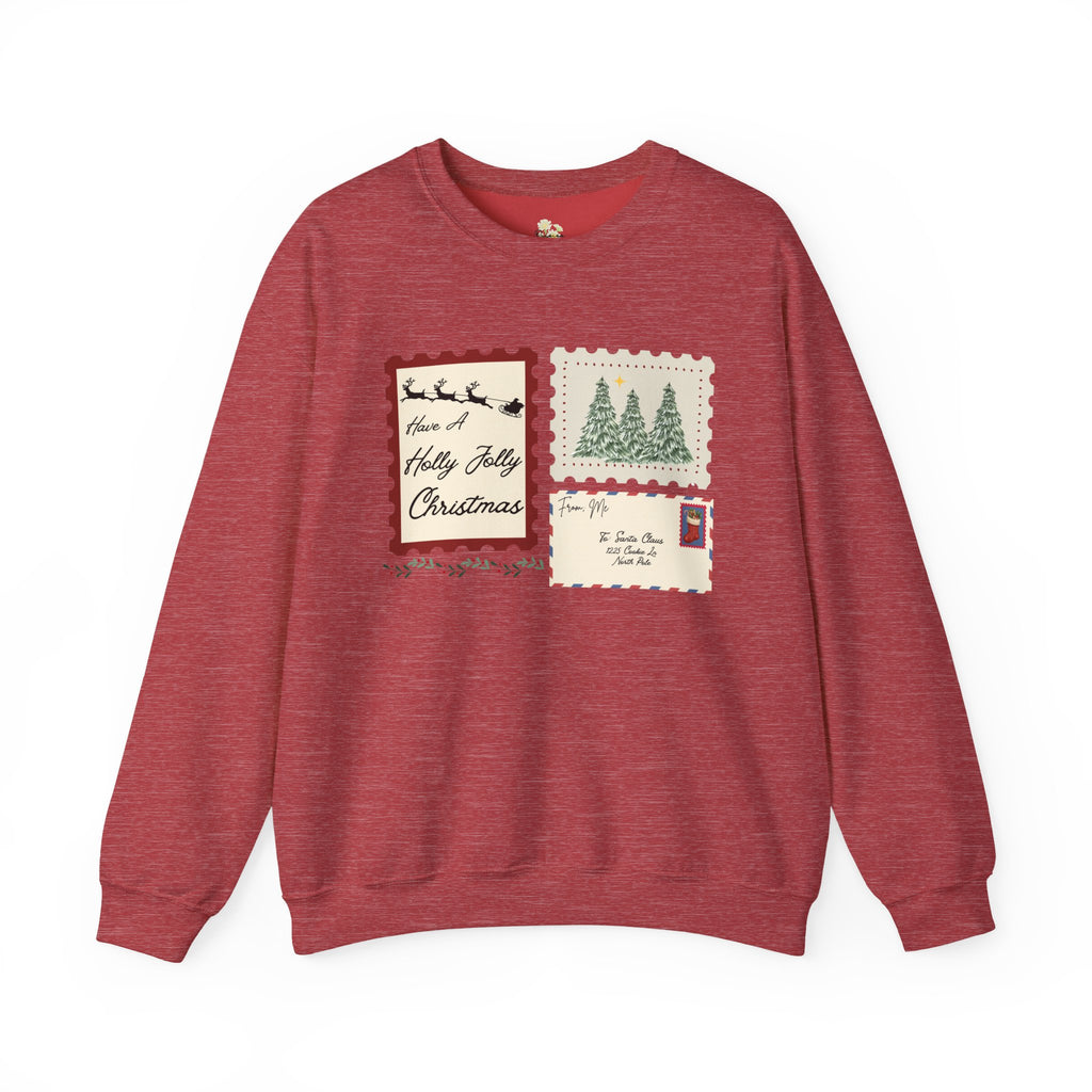 Holly Jolly Christmas Postcard Crewneck Sweatshirt