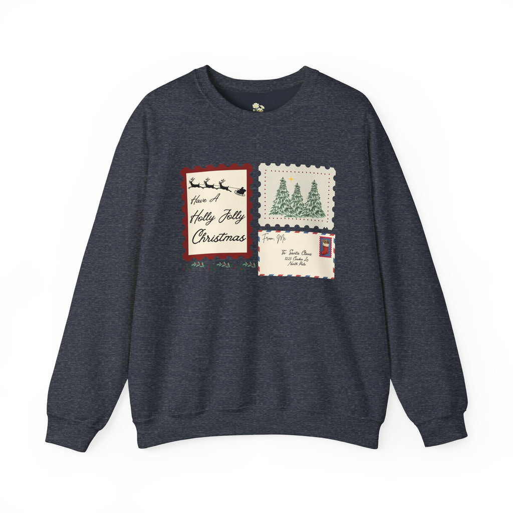 Holly Jolly Christmas Postcard Crewneck Sweatshirt