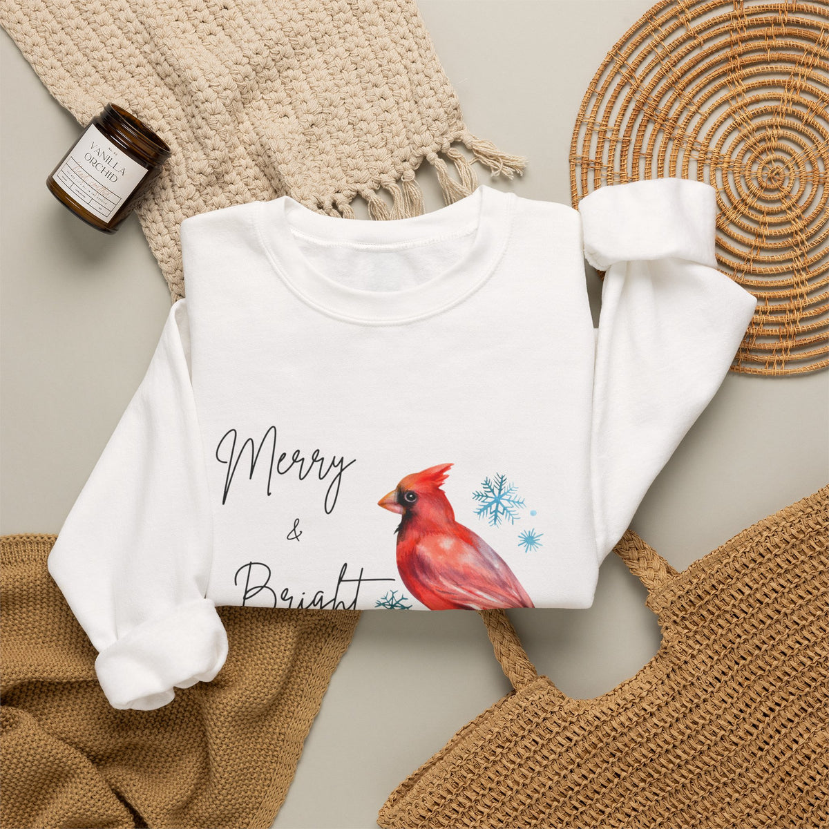 Merry and Bright Cardinal Christmas Sweatshirt