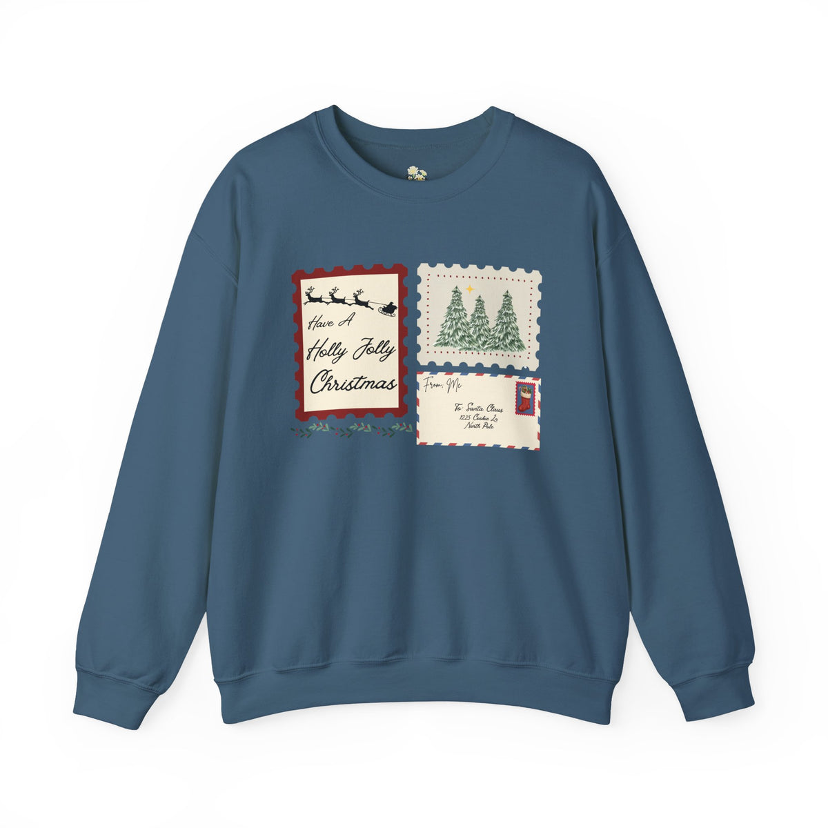 Holly Jolly Christmas Postcard Crewneck Sweatshirt