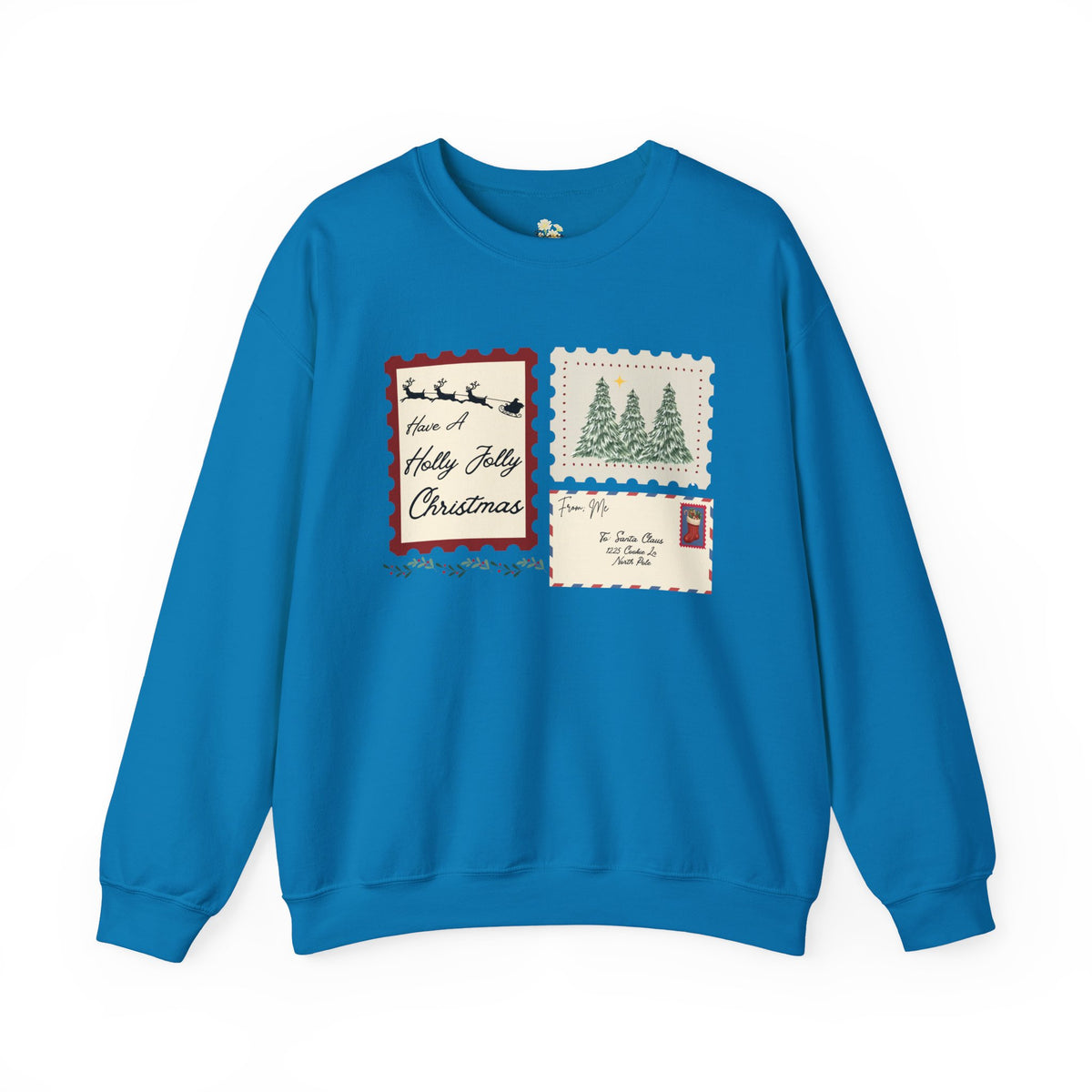 Holly Jolly Christmas Postcard Crewneck Sweatshirt