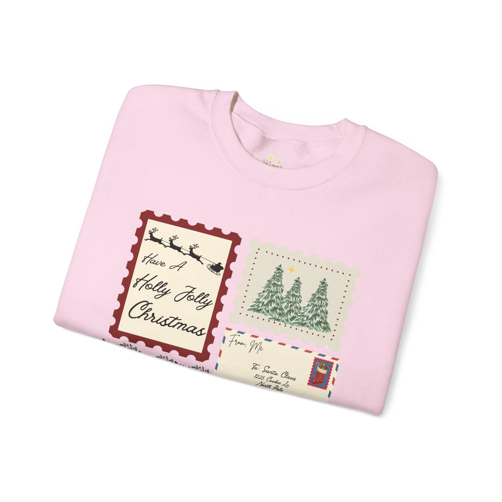 Holly Jolly Christmas Postcard Crewneck Sweatshirt