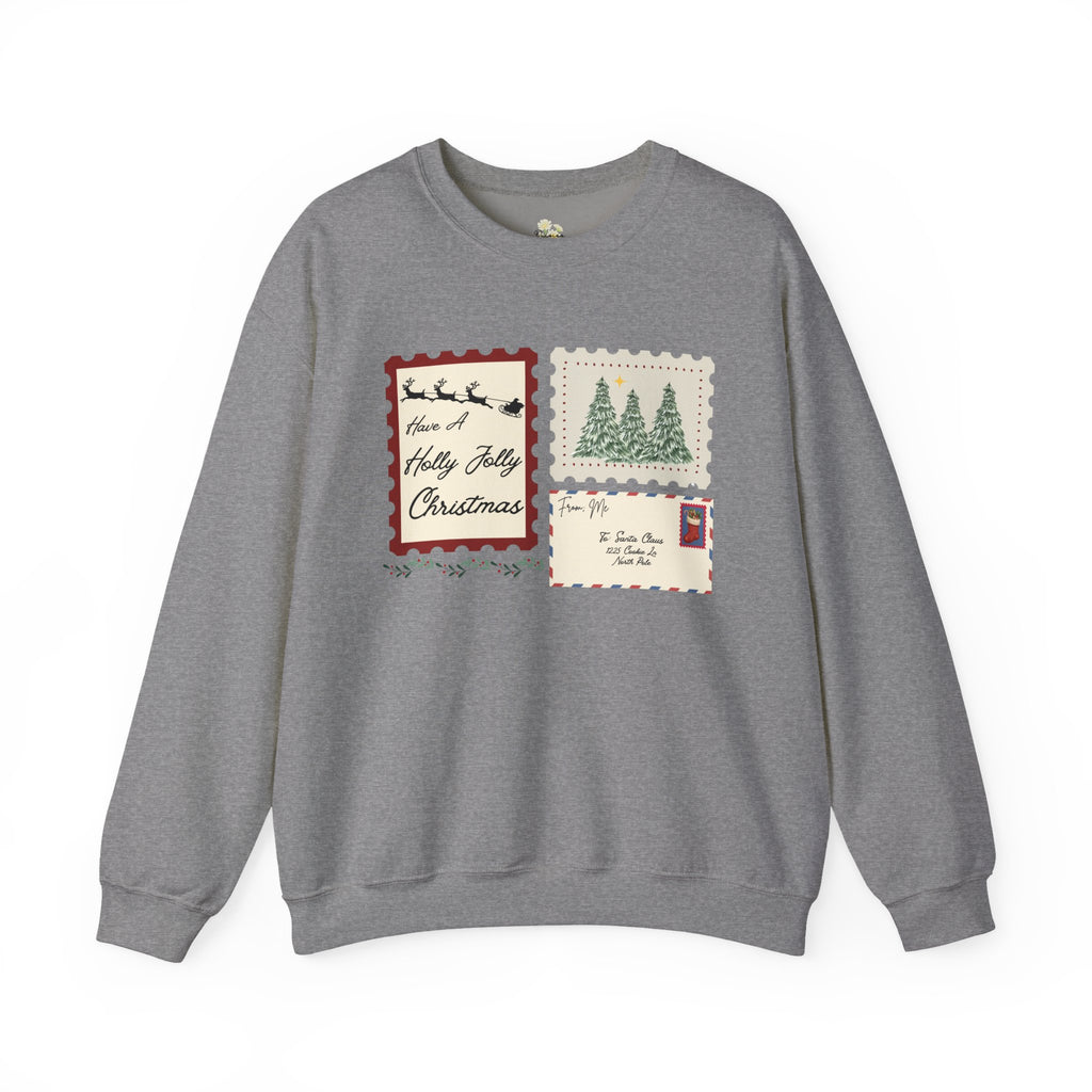 Holly Jolly Christmas Postcard Crewneck Sweatshirt