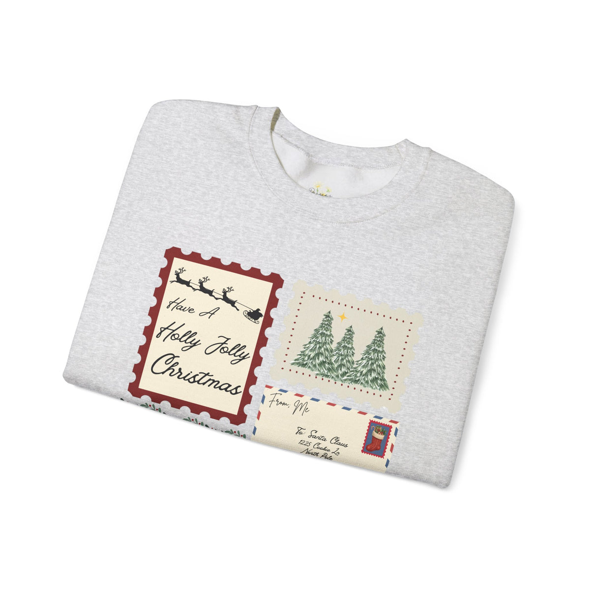 Holly Jolly Christmas Postcard Crewneck Sweatshirt