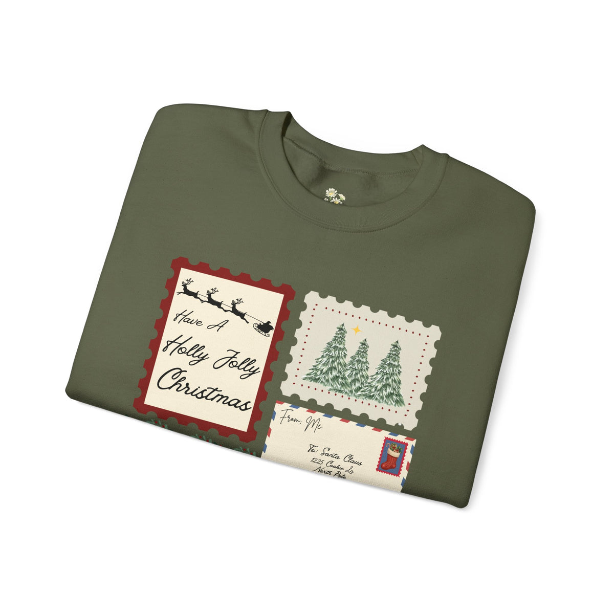 Holly Jolly Christmas Postcard Crewneck Sweatshirt