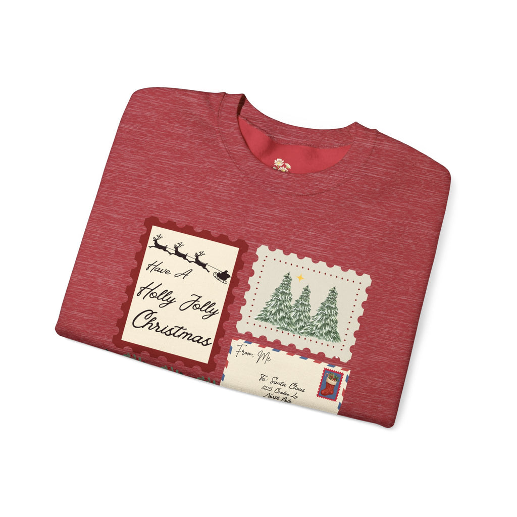 Holly Jolly Christmas Postcard Crewneck Sweatshirt