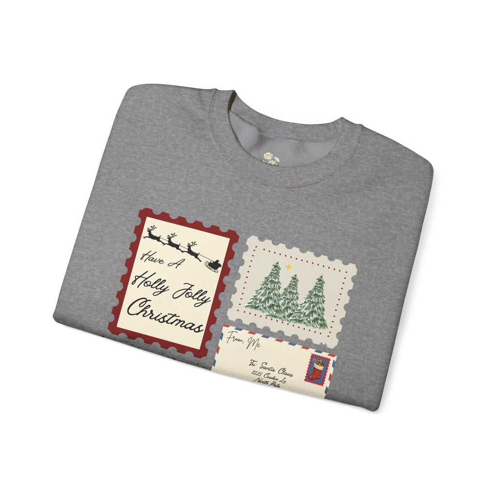 Holly Jolly Christmas Postcard Crewneck Sweatshirt