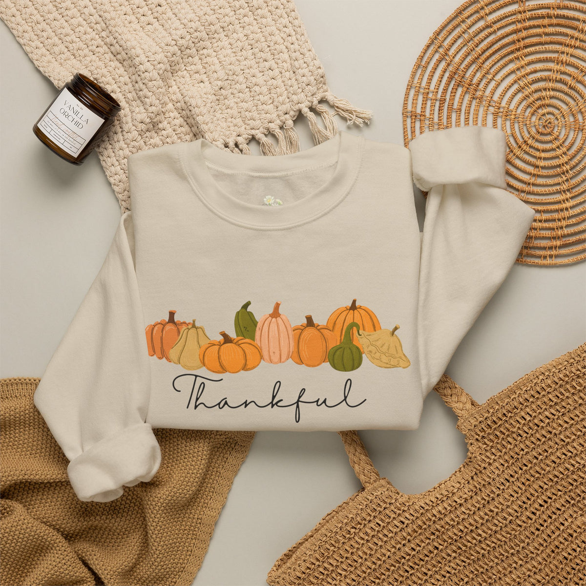 'Thankful' Pumpkin Crewneck Sweatshirt