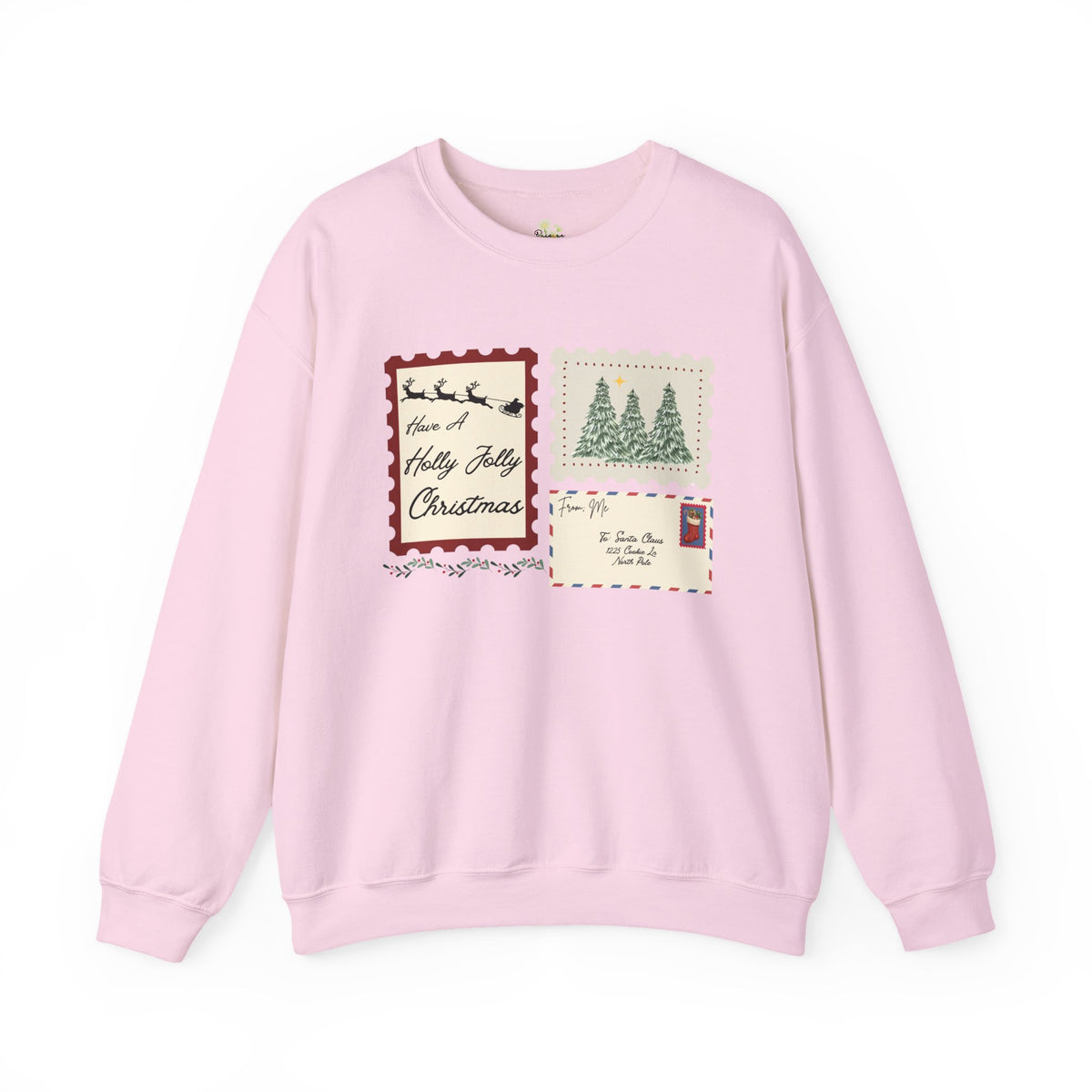 Holly Jolly Christmas Postcard Crewneck Sweatshirt