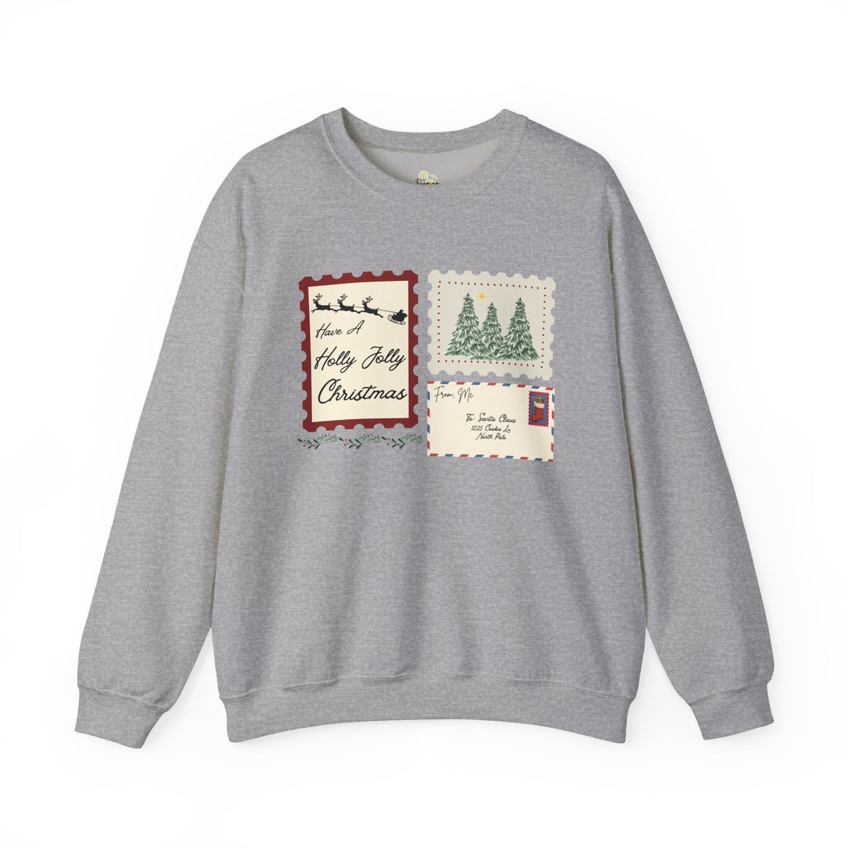 Holly Jolly Christmas Postcard Crewneck Sweatshirt