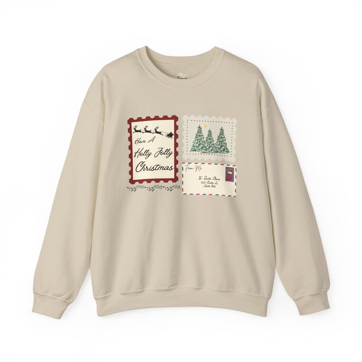 Holly Jolly Christmas Postcard Crewneck Sweatshirt