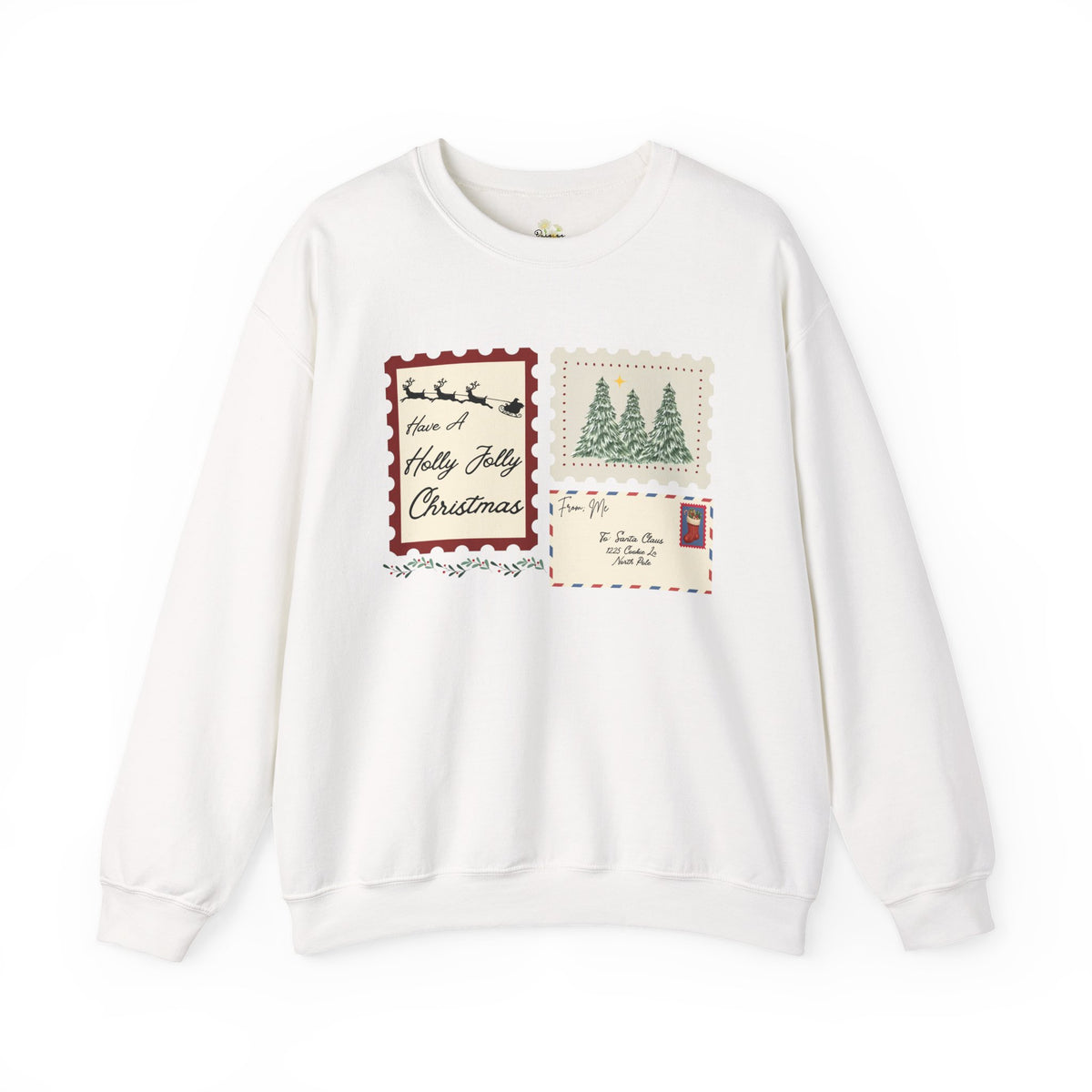 Holly Jolly Christmas Postcard Crewneck Sweatshirt