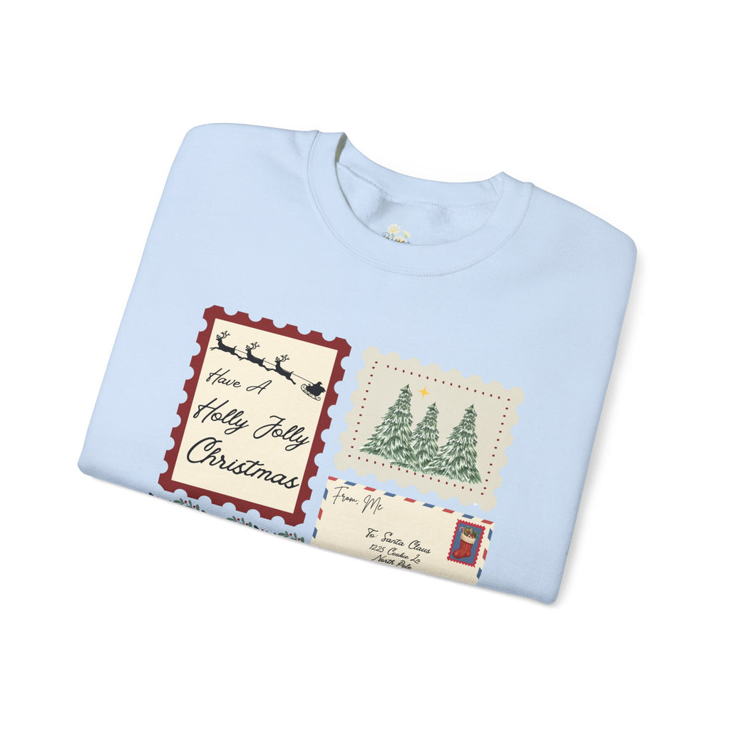 Holly Jolly Christmas Postcard Crewneck Sweatshirt