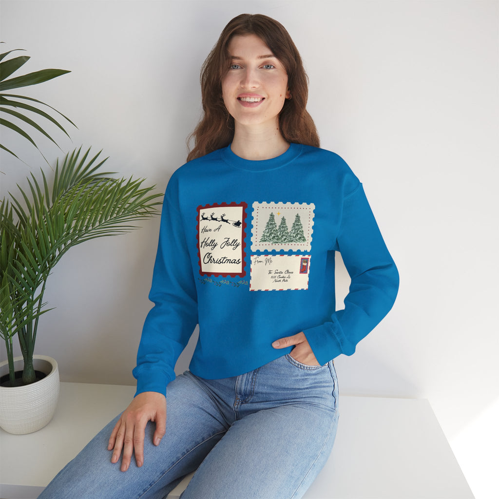 Holly Jolly Christmas Postcard Crewneck Sweatshirt
